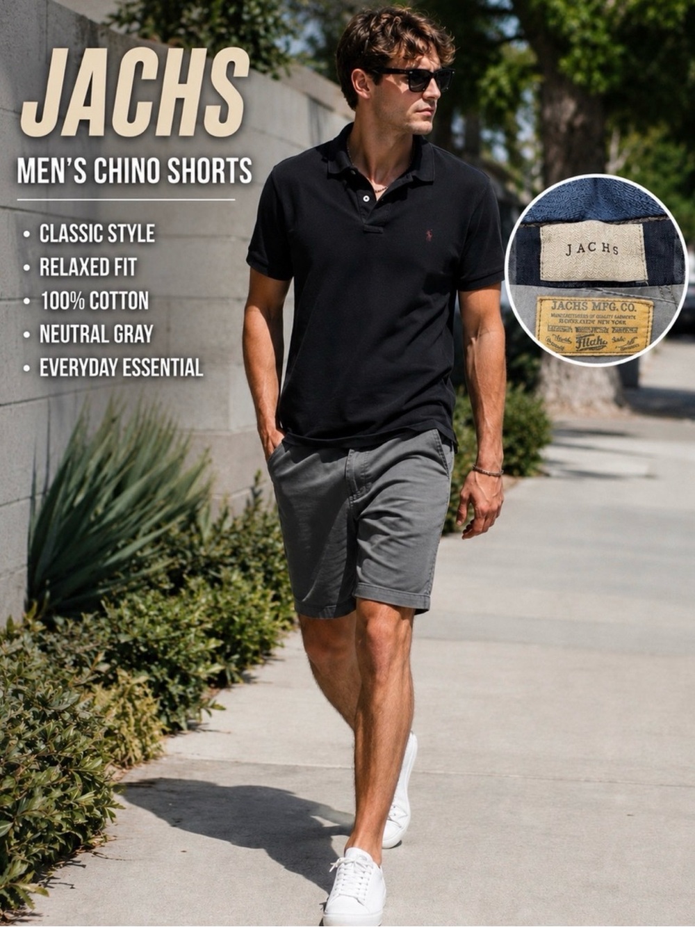 JACHS Men's Neutral Gray Chino Shorts